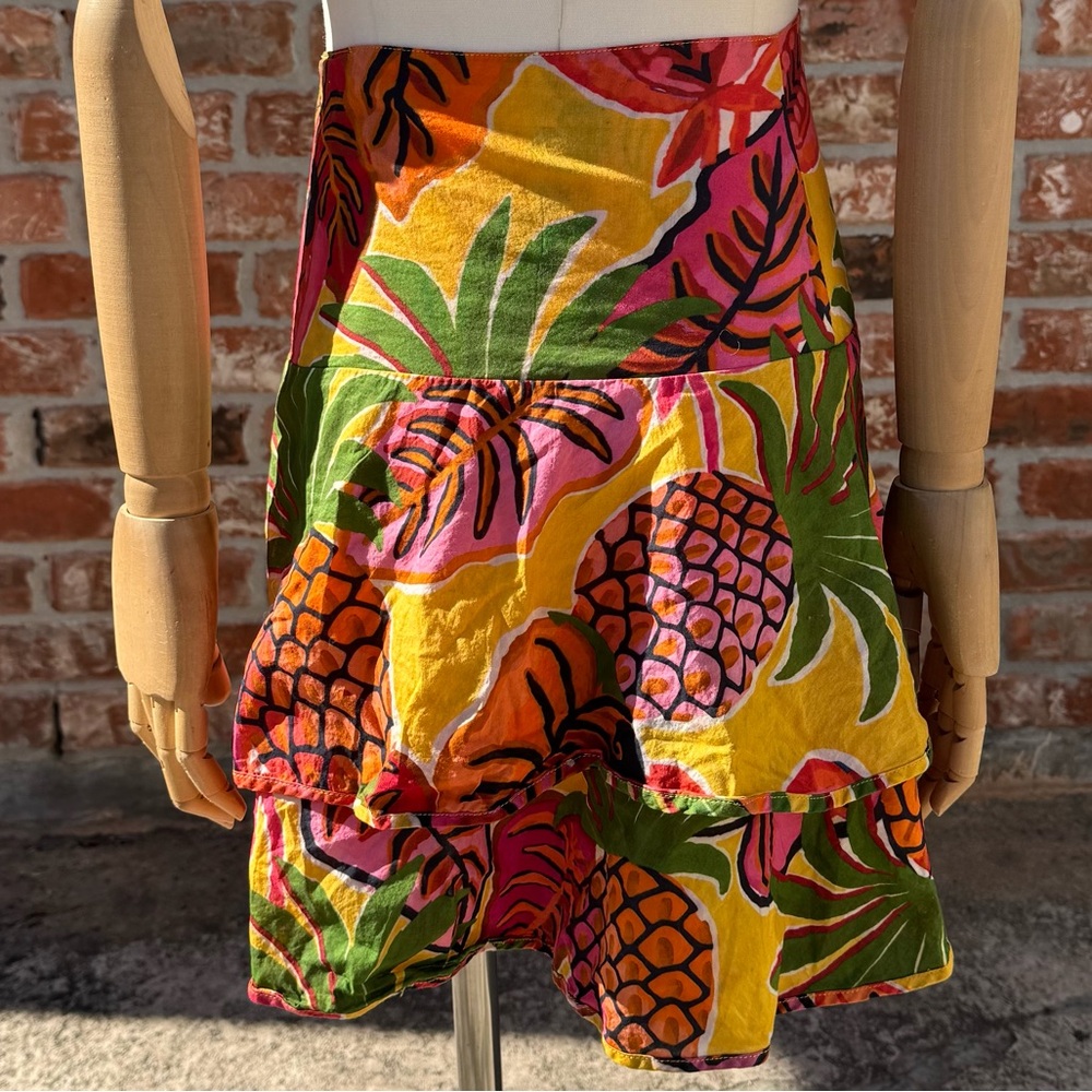 SOLD ELSEWHERE Farm Rio tropical plant/jungle themed 3 layer mini skirt/ L - Picture 7 of 14